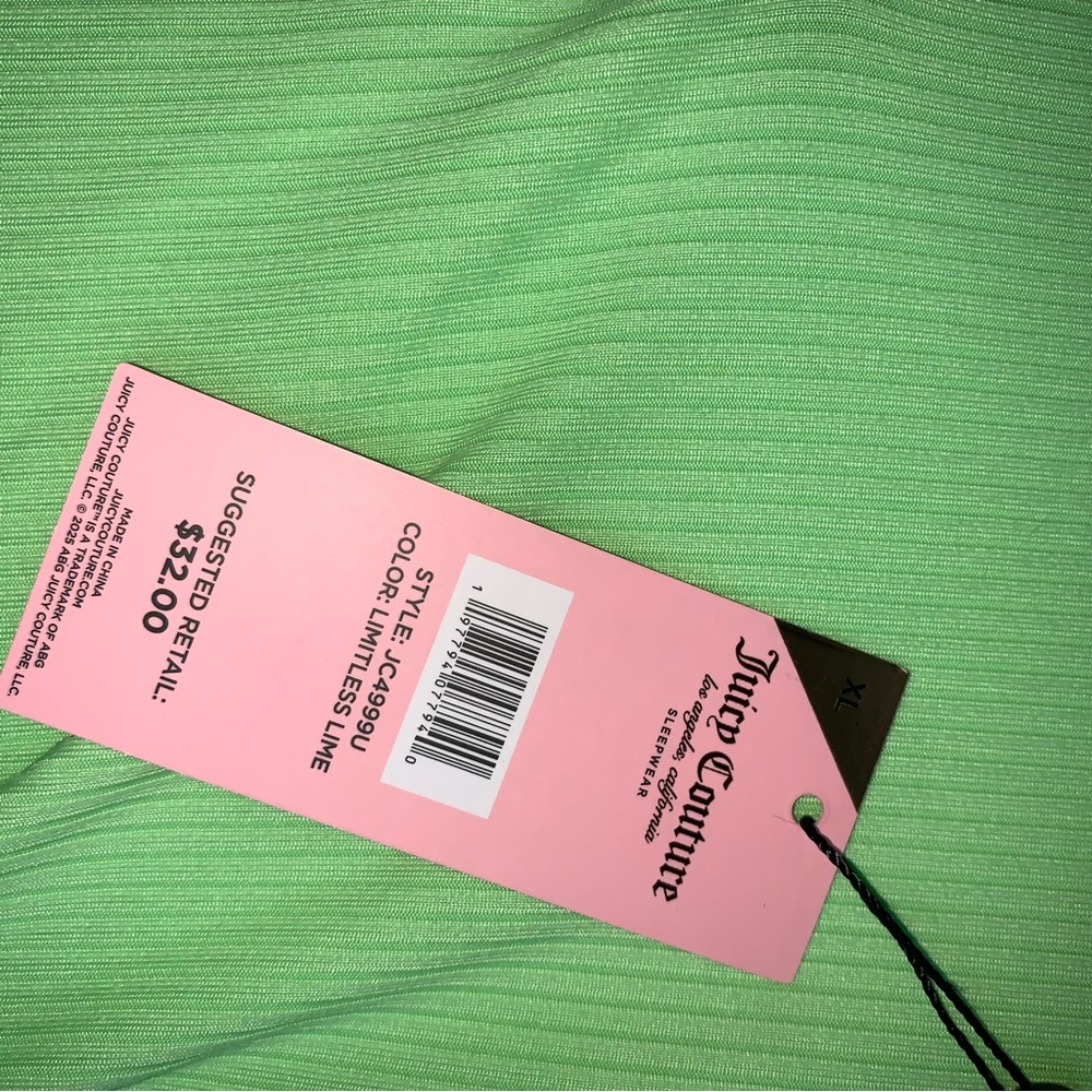 Juicy couture lime green pink ribbed night gown night dress size XL new with tag - Picture 7 of 7